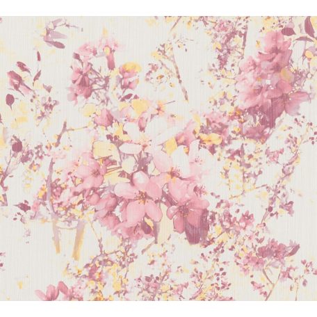 As-Creation Attractive 37816-1 Natur Virágos pompás dús virágözön krémfehér rózsaszín mályva sárga tapéta