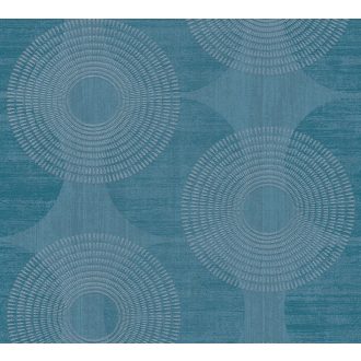   As-Creation Attractive 37832-5 Grafikus cseppmintából kialakított koncentrikus körök kék árnyalatok szüst finom csillogás tapéta