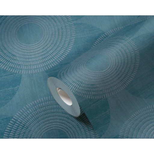 As-Creation Attractive 37832-5 Grafikus cseppmintából kialakított koncentrikus körök kék árnyalatok szüst finom csillogás tapéta