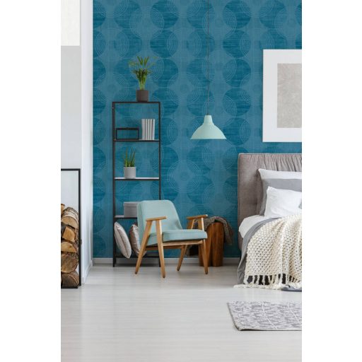 As-Creation Attractive 37832-5 Grafikus cseppmintából kialakított koncentrikus körök kék árnyalatok szüst finom csillogás tapéta