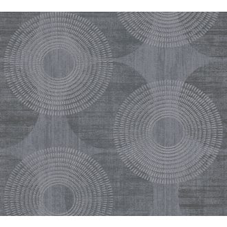   As-Creation Attractive/Black is Beautiful 37832-6 Grafikus cseppmintából kialakított koncentrikus körök sötétszürke antracit szüst finom csillogás tapéta