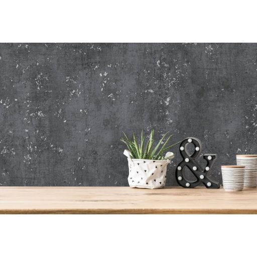 As-Creation Titanium 3, 37840-4 Natur/Ipari design Öregített beton megjelenítés sötétszürke antracit ezüst fénylő mintarészletek tapéta
