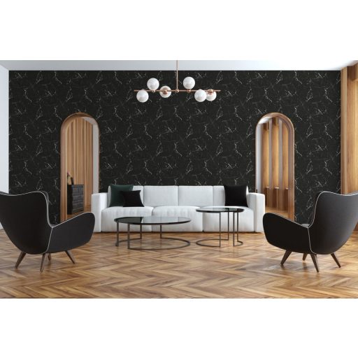 As-Creation Metropolitan Stories II, 37855-2 Natur márványminta antracit fekete ezüstfehér fényes sima mintafelület tapéta