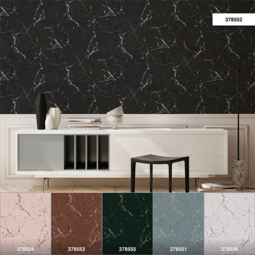 As-Creation Metropolitan Stories II, 37855-2 Natur márványminta antracit fekete ezüstfehér fényes sima mintafelület tapéta