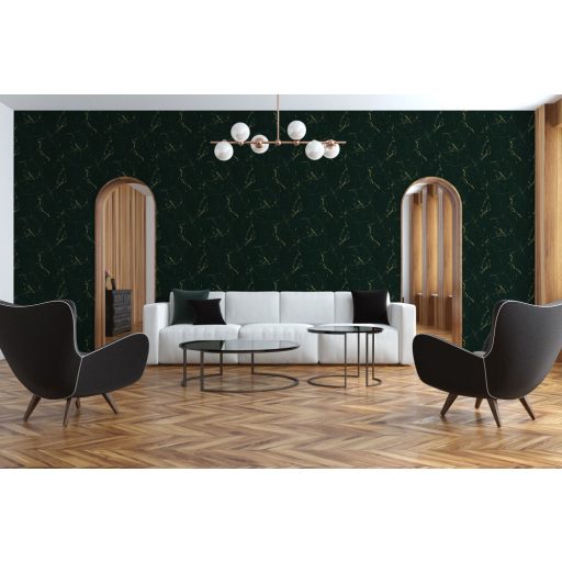 As-Creation Metropolitan Stories II, 37855-5 Natur márványminta sötétzöld fekete arany fényes sima mintafelület tapéta