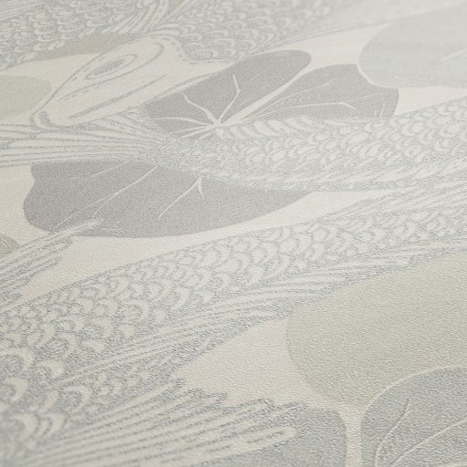 As-Creation Metropolitan Stories II, 37859-6 Etno Natur Koi pontyok tavirózsákkal bézs szürke ezüst fémes hatás tapéta