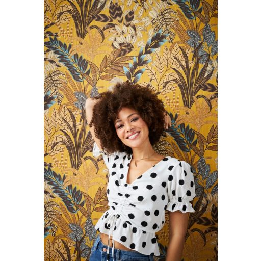 As-Creation Metropolitan Stories II, 37860-1 Natur lenyűgöző szines levélmintázat sárga barna kék szines tapéta