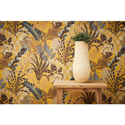 As-Creation Metropolitan Stories II, 37860-1 Natur lenyűgöző szines levélmintázat sárga barna kék szines tapéta