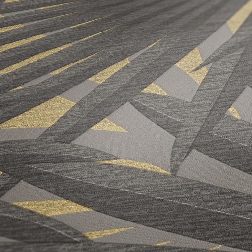 As-Creation Metropolitan Stories II, 37861-1 Natur Trópusi stilizált pálmalevelek szürke árnyalatok arany fémes hatás tapéta