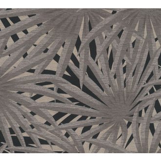   As-Creation Metropolitan Stories II, 37861-2 Natur Trópusi stilizált pálmalevelek szürke árnyalatok bézs fekete fémes csillogó hatás tapéta