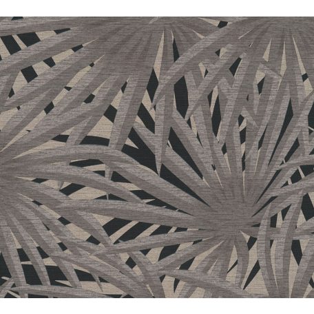 As-Creation Metropolitan Stories II, 37861-2 Natur Trópusi stilizált pálmalevelek szürke árnyalatok bézs fekete fémes csillogó hatás tapéta
