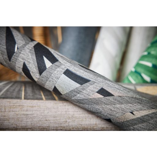 As-Creation Metropolitan Stories II, 37861-2 Natur Trópusi stilizált pálmalevelek szürke árnyalatok bézs fekete fémes csillogó hatás tapéta