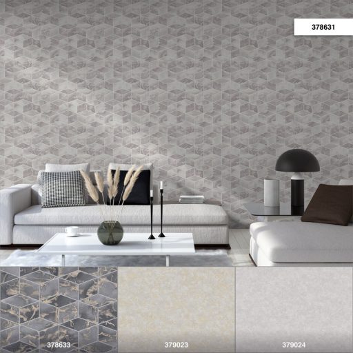 As-Creation Metropolitan Stories II, 37863-1 Geometrikus grafikus 3D márványhatású felület szürke ezüst fémes hatás tapéta