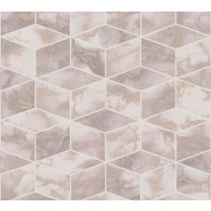   As-Creation Metropolitan Stories II, 37863-2 Geometrikus grafikus 3D márványhatású felület krémfehér bézs rózsaszín fémes hatás tapéta