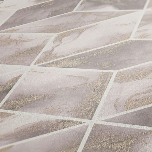 As-Creation Metropolitan Stories II, 37863-2 Geometrikus grafikus 3D márványhatású felület krémfehér bézs rózsaszín fémes hatás tapéta