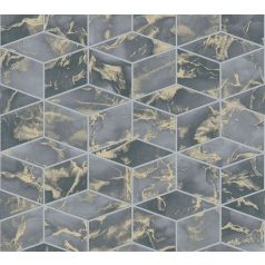   As-Creation Metropolitan Stories II, 37863-4 Geometrikus grafikus 3D márványhatású felület szürke szürkészöld árnyalatok arany fémes hatás tapéta
