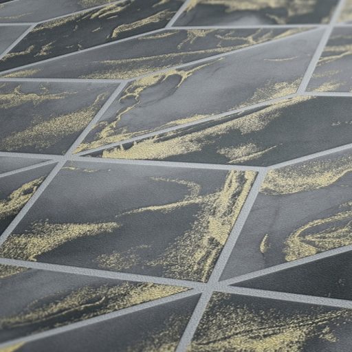 As-Creation Metropolitan Stories II, 37863-4 Geometrikus grafikus 3D márványhatású felület szürke szürkészöld árnyalatok arany fémes hatás tapéta