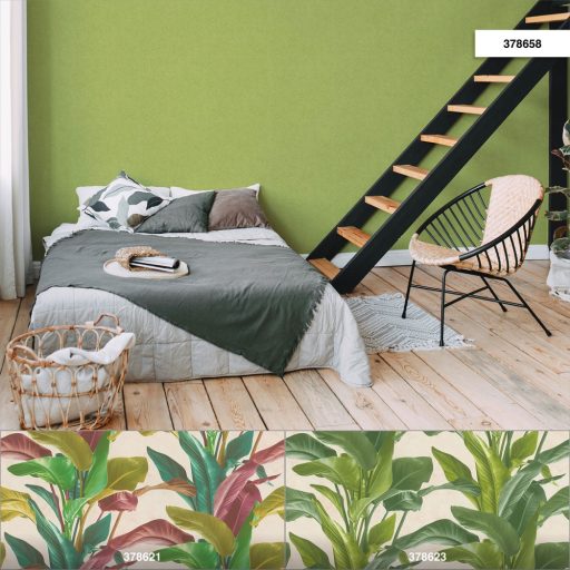 As-Creation Metropolitan Stories II, 37865-8  Natur Egyszínű strukturált vakolatminta zöld árnyalatok tapéta