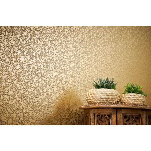 As-Creation Metropolitan Stories II, 37866-1 Etno Grafikus dekoratív keleties díszítőminta aranysárga barna fémes hatás tapéta