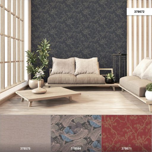 As-Creation Metropolitan Stories II/Black is Beautiful 37867-2 Natur virágzó japán cserje szürke antracit bézsarany tapéta