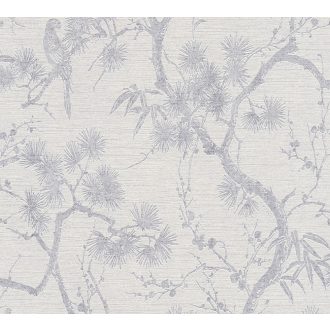   As-Creation Metropolitan Stories II, 37867-3 Natur virágzó japán cserje szürkésfehér szürke ezüst tapéta