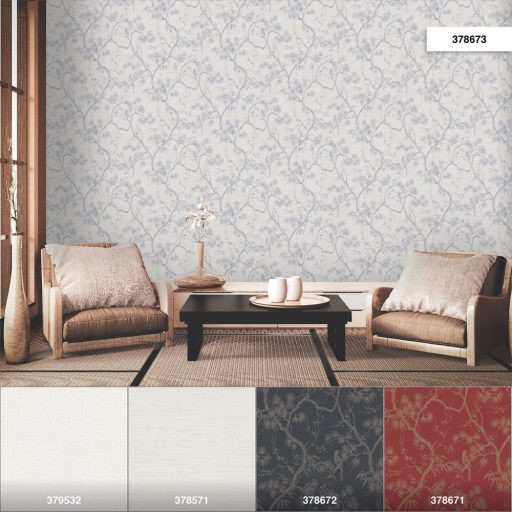 As-Creation Metropolitan Stories II, 37867-3 Natur virágzó japán cserje szürkésfehér szürke ezüst tapéta