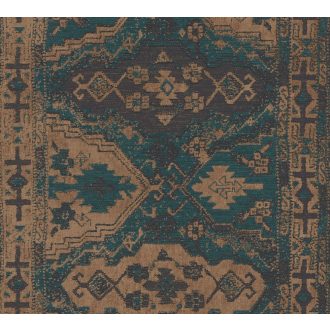   As-Creation Metropolitan Stories II, 37868-2 Etno folklór tradicionális keleti díszítőminta petrolkék aranybarna fekete tapéta