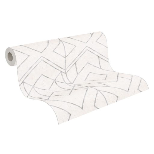 As-Creation Metropolitan Stories II, 37869-1 Geometrikus Grafikus Design fehér szürke ezüst fémes hatás tapéta