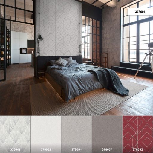 As-Creation Metropolitan Stories II, 37869-1 Geometrikus Grafikus Design fehér szürke ezüst fémes hatás tapéta