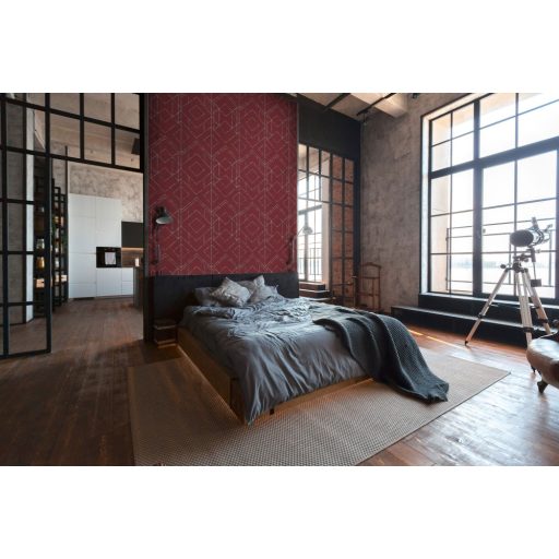 As-Creation Metropolitan Stories II, 37869-2 Geometrikus Grafikus Design piros fehér ezüst fémes hatás tapéta