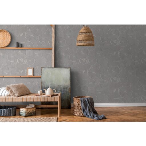 As-Creation Metropolitan Stories II, 37900-2 Etno Grafikus koncentrikus egymást metsző körök szürke ezüst fémes hatás tapéta