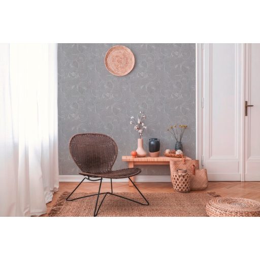 As-Creation Metropolitan Stories II, 37900-2 Etno Grafikus koncentrikus egymást metsző körök szürke ezüst fémes hatás tapéta