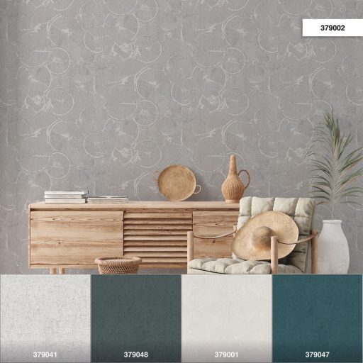 As-Creation Metropolitan Stories II, 37900-2 Etno Grafikus koncentrikus egymást metsző körök szürke ezüst fémes hatás tapéta