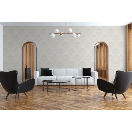 As-Creation Metropolitan Stories II, 37901-5 Klasszikus barokk díszítőminta fehér világos ezüstszürke fémes hatás tapéta