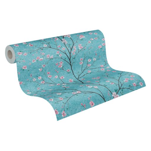 As-Creation Metropolitan Stories II, 37912-3 Natur Virágos Cseresznyevirágzás zöldeskék rózsaszín halvány lila barna tapéta