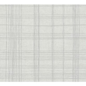   As-Creation Metropolitan Stories II, 37919-1 Grafikus Design "kockás" vonalminta szürkésfehér ezüst fémes hatás tapéta