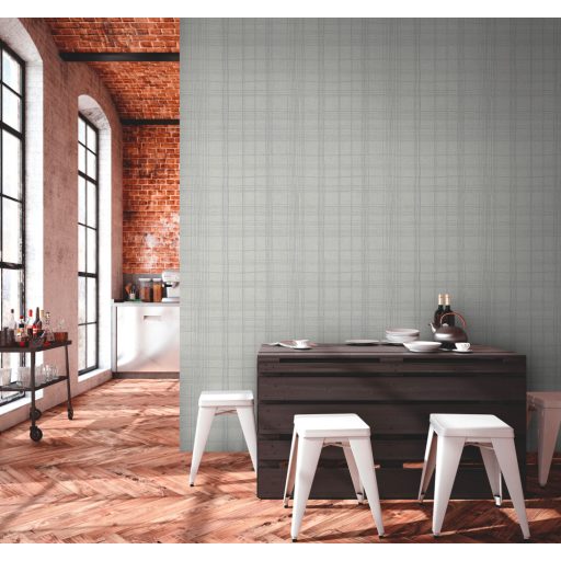 As-Creation Metropolitan Stories II, 37919-1 Grafikus Design "kockás" vonalminta szürkésfehér ezüst fémes hatás tapéta