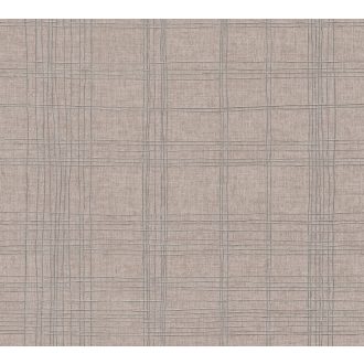   As-Creation Metropolitan Stories II, 37919-2 Grafikus Design "kockás" vonalminta szürkésbézs/szürkésbarna ezüst fémes hatás tapéta