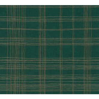   As-Creation Metropolitan Stories II, 37919-3 Grafikus Design "kockás" vonalminta sötétzöld arany fémes hatás tapéta