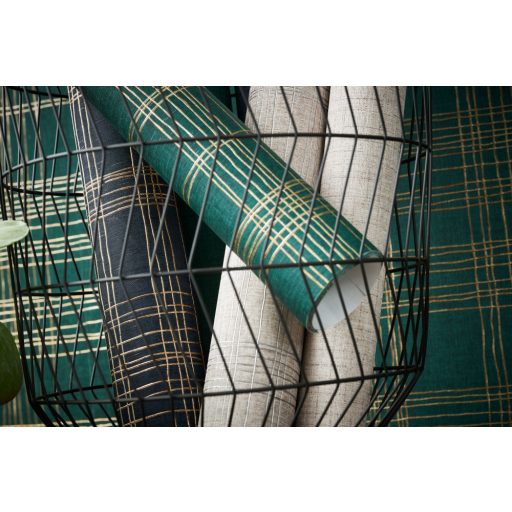 As-Creation Metropolitan Stories II, 37919-3 Grafikus Design "kockás" vonalminta sötétzöld arany fémes hatás tapéta