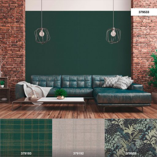 As-Creation Metropolitan Stories II, 37953-3 Natur Egyszínű strukturált textilhatású minta sötétzöld tapéta