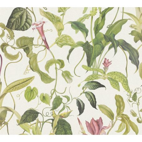 As-Creation Michalsky-Change is Good 37988-1 Natur Botanikus délszaki virágok levelek fehér zöld árnyalatok rózsaszín és mályva tapéta
