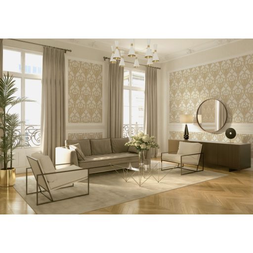 Strukturált egyszínű finom vonalazás törtfehér/krémfehér tónus finom fény tapéta