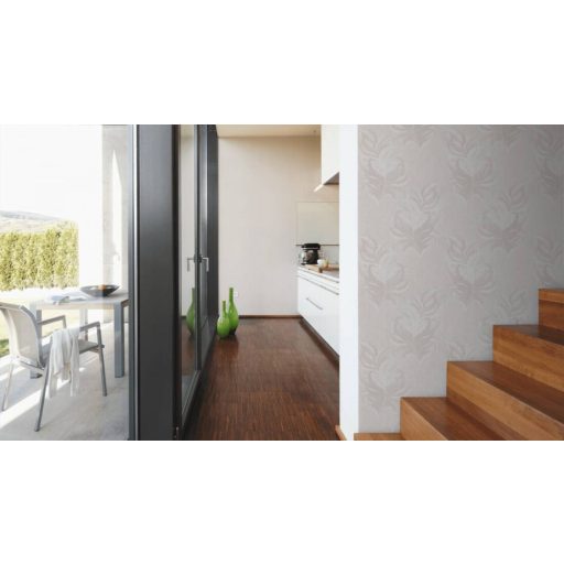 Strukturált egyszínű finom vonalazás törtfehér/krémfehér tónus finom fény tapéta