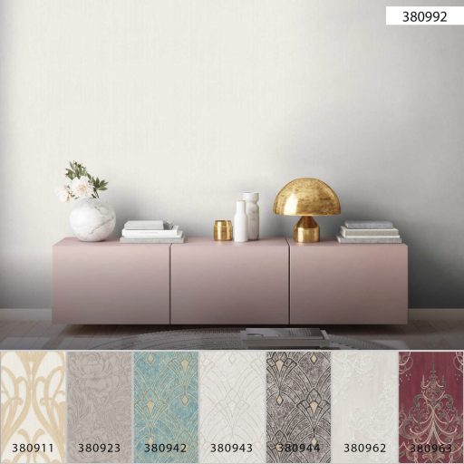 Strukturált egyszínű finom vonalazás krém/szürkéskrém tónus finom fény tapéta