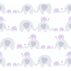   As-Creation Little Love 38113-2 Gyerekszobai Játékos elefántok egymás hegyén de főleg hátán fehér szürke rózsaszín/pink tapéta