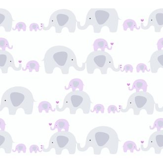   As-Creation Little Love 38113-2 Gyerekszobai Játékos elefántok egymás hegyén de főleg hátán fehér szürke rózsaszín/pink tapéta