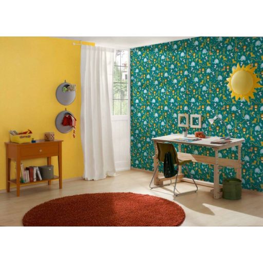As-Creation Little Love 38115-1 Gyerekszobai a dzsungel állatai zöld szines tapéta