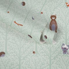   As-Creation Little Love 38119-2 Gyerekszobai Natur erdei állatok zöld szürke barna vörös tapéta