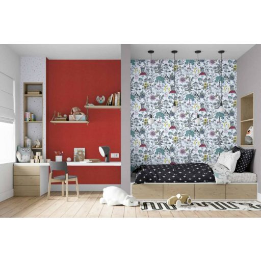 As-Creation Little Love 38120-1 Gyerekszobai virágok gombák állatok és az elvarázsolt kastéy fehér fekete szines tapéta